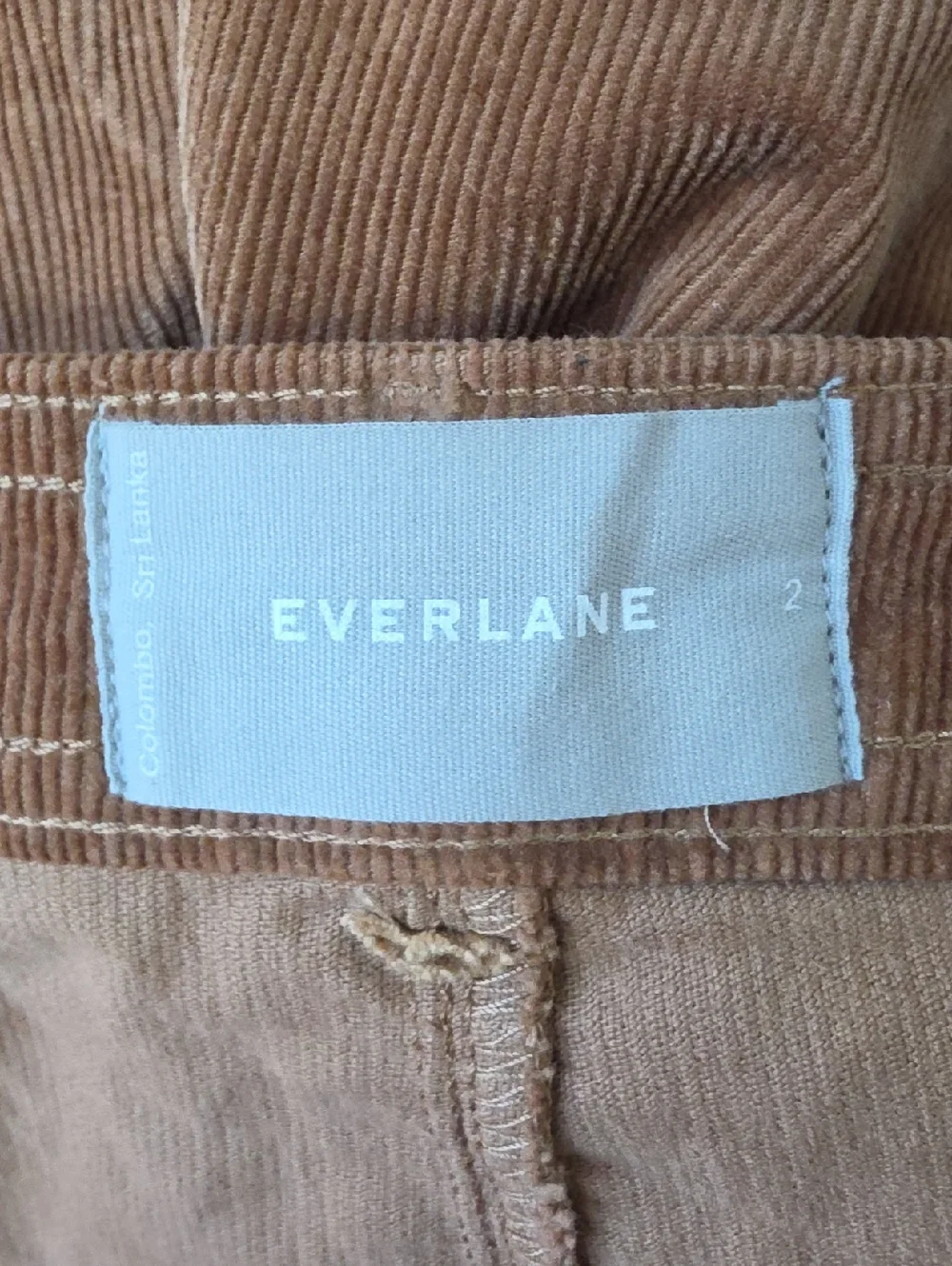 EVERLANE Toasted Coconut Flat Front Stretch Corduroy Straight Wide Leg Pants 2